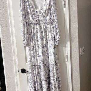 Altar'd State Purple Floral Long Sleeve Dress